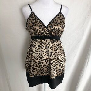 Silk Leopard Print Baby Doll Camisole